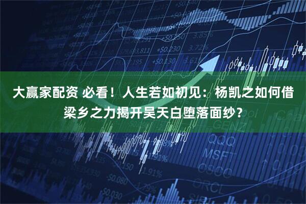 大赢家配资 必看！人生若如初见：杨凯之如何借梁乡之力揭开吴天白堕落面纱？