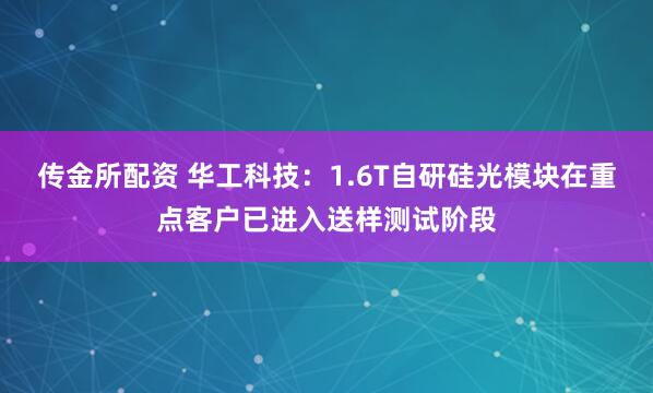 传金所配资 华工科技：1.6T自研硅光模块在重点客户已进入送样测试阶段